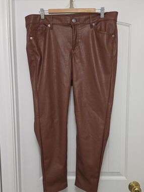 Torrid Faux Leather Straight Leg Pants in Brown SIZE 14R